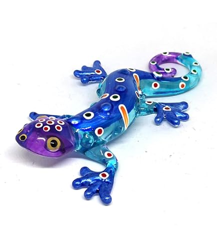 ヤモリ　ガラス製 置物 ブルー Amazon.co.jp: ZOOCRAFT ブルーガラス ヤモリ 置物 手吹き ランプ